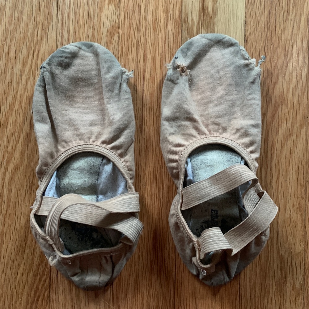 Well worn ballet shoes